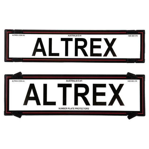 Altrex Number Plate Protectors Premium Black No Lines Red Border *nsw Sa Plates* 6NLPR