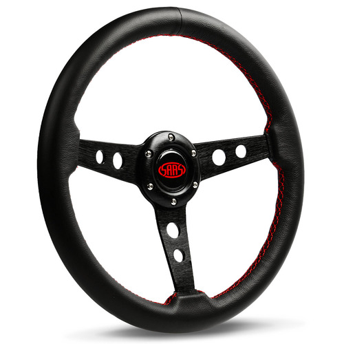 SAAS Retro Leather Black Steer Ing Wheel SAAS-SW616OS-L